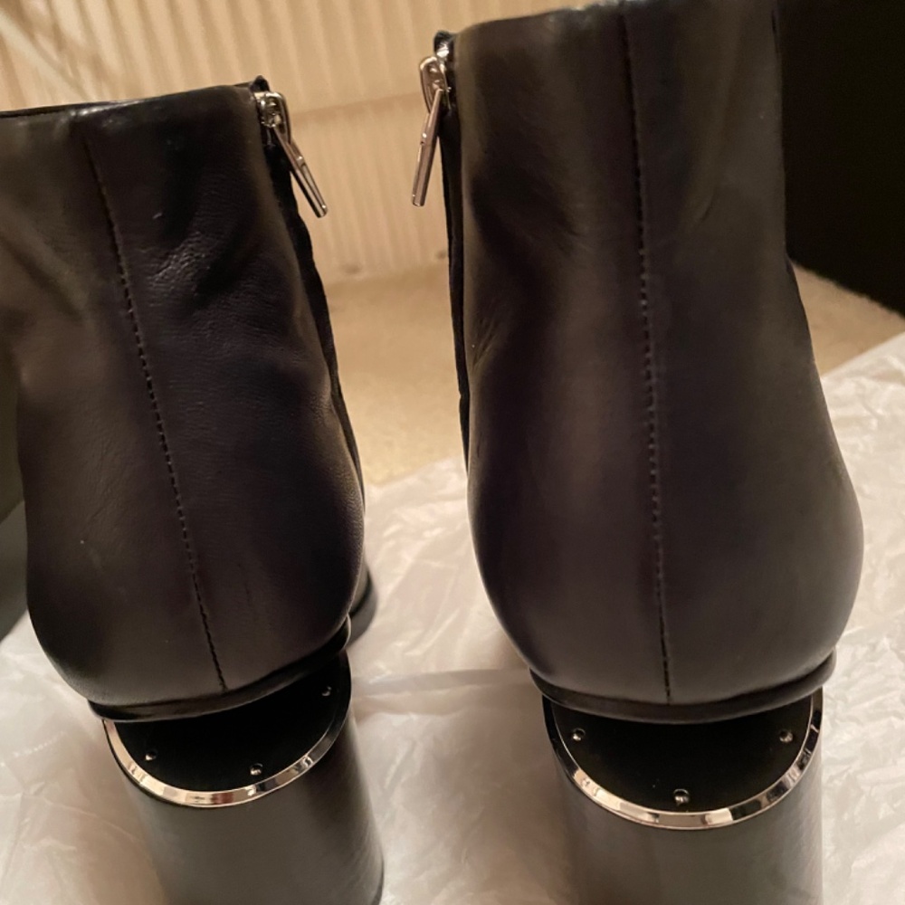 Alexander Wang Gabi Black Ankle Boots Silver Sliced  Heel Sz 40 - Picture 10 of 13
